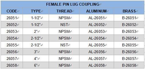 Male Pin Lug Hose Coupling Suction Hose Fittings Aluminum Material
