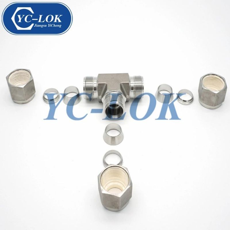Yc-Lok Ss Tee Compression Hydraulic Tube Fittings with Cutting Rings