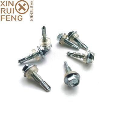 Carbon Steel 1022A Self Drilling Screw Hex Head White Zinc Plated China Manufacturer