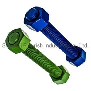 Atsm A320 B7 Galvanized Steel Full Threaded Stud Bolt with Heavy Hex Nut