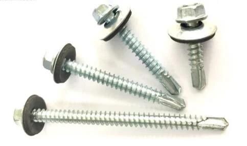 4.8X25mm DIN7504K Hex Head with EPDM Washer Bright Zinc Plated Self-Drilling Screws