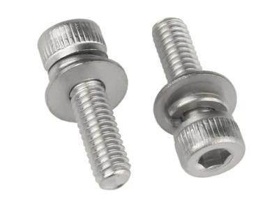 M16-M18 Cylindrical Head Hexagon Socket Three Combination Screw Knurled Cup Head Bolt with Gasket Spring Washer Screw Combination Bolt