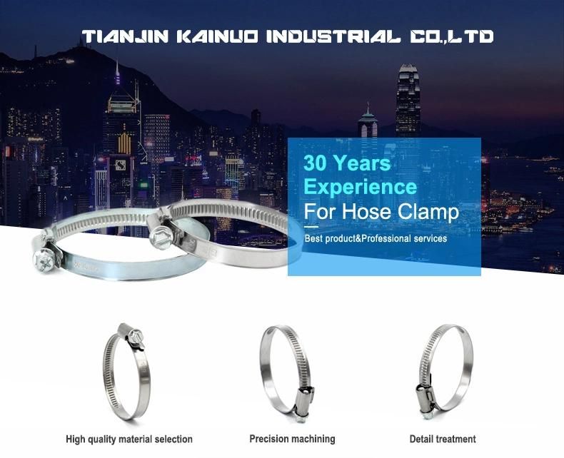 304ss Stainless Steel German Type Partial Head Hose Clip, Non-Perforated Adjustable Worm Drive Hose Clamp, 16-27mm