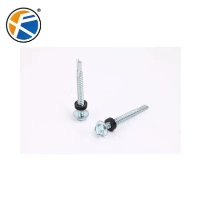 Hex Head Self Drilling Screw with EPDM Bonded Washer Zinc Plated