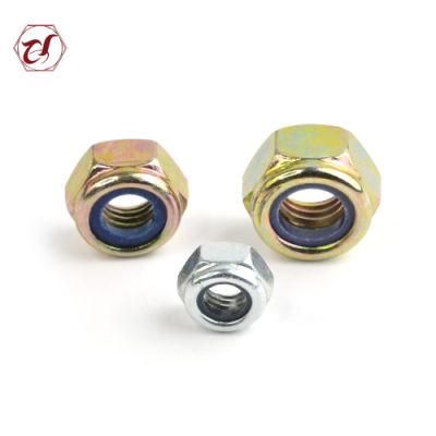 Carbon Steel Blue White M6 Nut Nylon Insert Lock Nuts