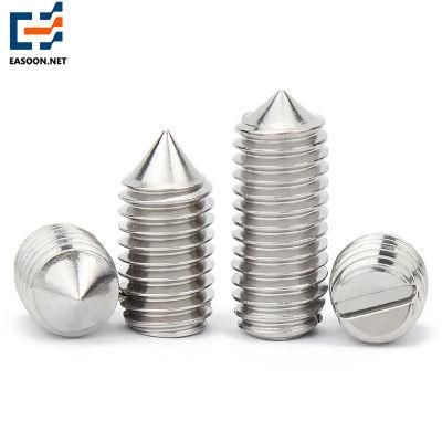 Good Quality 18-8 Steel M6 M8 Slotted Flat Point Grub Set Screw DIN913 DIN914 DIN915 DIN916 Grub Screw Cone Point Set Screw M5X10