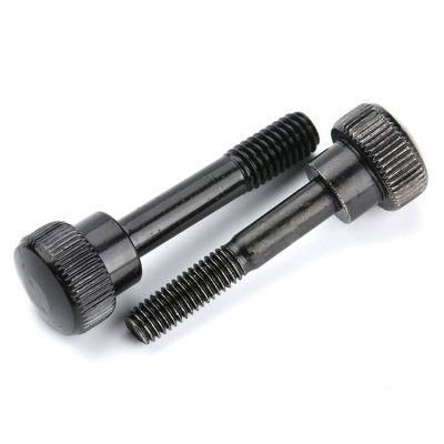 Black Zinc Plated Cylindrical Head Thumb Knurled Shoulder Screws