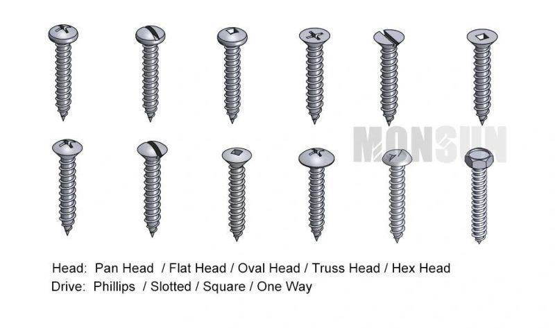 Zinc Plated Phillips Raised Flat/Oval Head Self-Tapping Sheet Metal Screw