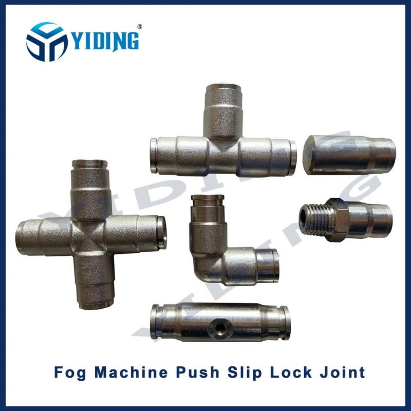 Misting Tee Push Slip Lock Fitting High Pressure Fogging Machine Slip Lock Tee Connector Brass Joint Fog Machine T Fitting Quick Slip T Joint Straight Fitting