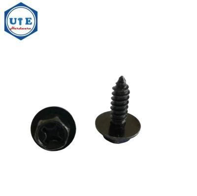 Hot Sales of Hex Indent Phillips Drives Self Tapping Screw with Flat Washer Combination Screw of Black Zinc Plated