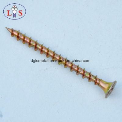 Yellow Zinc-Plated DIN7505 Chipboard Screw