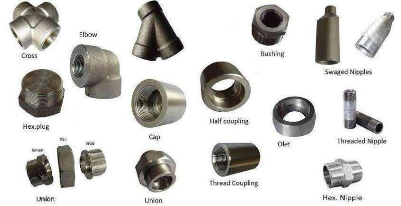 ASME B16.11 2000#/3000# Carbon Steel A105 Stainless Steel 304/316 NPT Threaded Thread/Socket Weld Forged Pipe Fittings