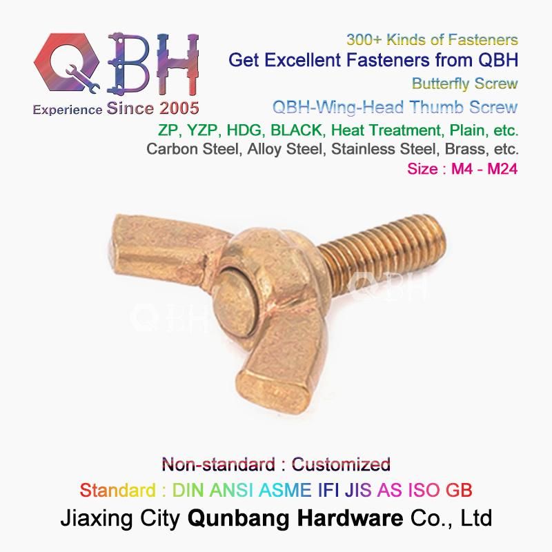 Qbh ODM OEM America Type Full Thread Carbon Stainless Steel Brass Copper Wing-Head Wing Butterfly Head Thumb Bolt Screws Price