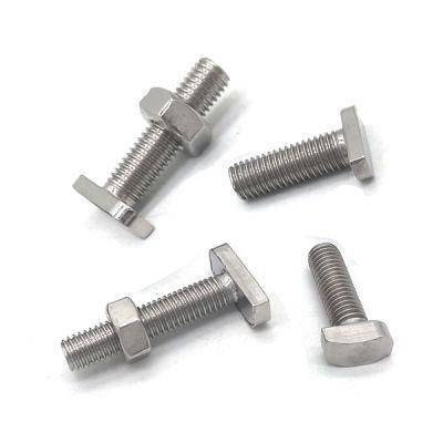 Stainless Steel M6 M8 M10 DIN186 T Head Square Neck Bolts for Aluminum Profile Auto Parts