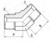 Hydraulic Hose 45° NPT Male Fitting Adapter, Hose Nipple