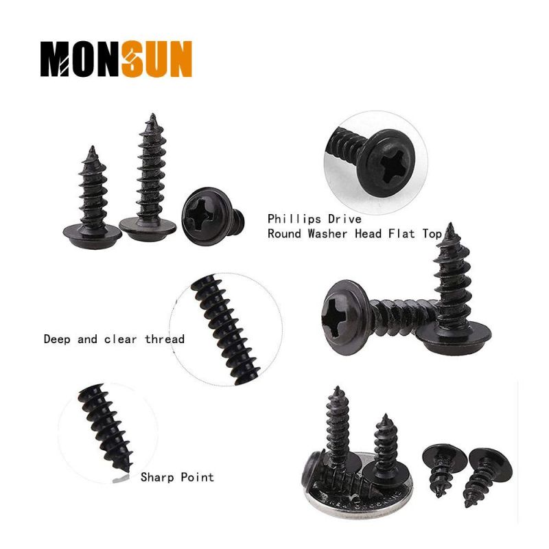 Black Oxide Surface Washer Modified Truss Head Self Tapping Screws