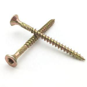 Yellow Torx Drive Multipurpose Screws Wood Screw Yellow T17 Double Countersunk Torx Chipboard Screw with Knurl