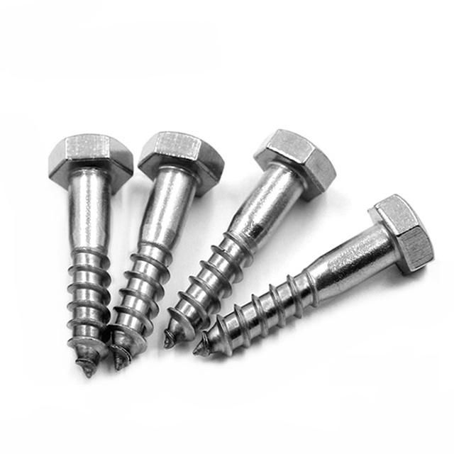 Coach Lag Screw Zinc Plated Full Thread Wood Screw DIN571 Hexagon Head Wood Screw