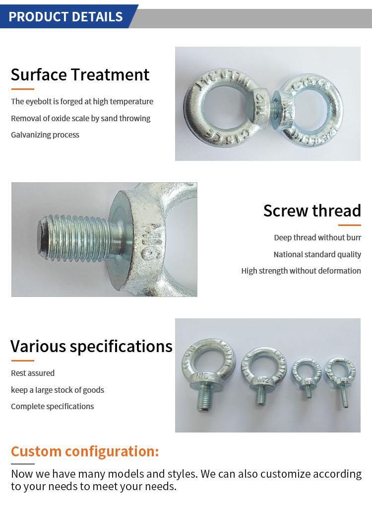 Galvanized Drop Forged DIN 580 Lifting Eye Bolt Screw