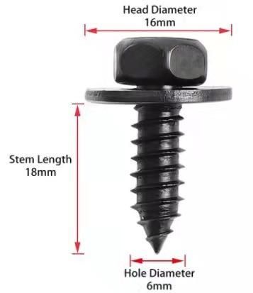 Hex Indent Head Self Tapping Screw and Flat Washer Two Parts Combination Screw Black Zinc Plated for M6X19