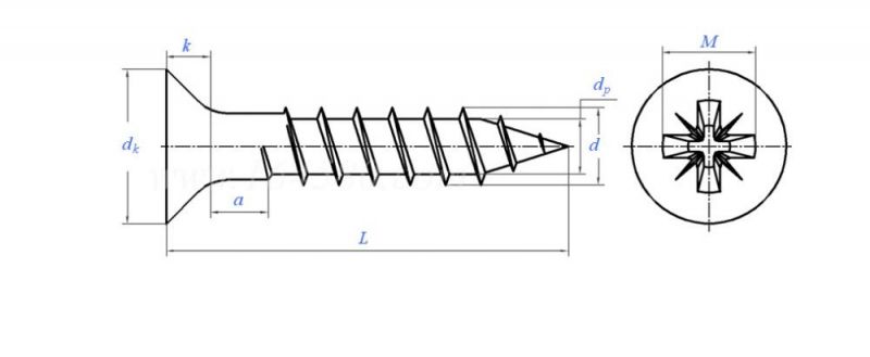 Pz Recess Galvanized Double Countersunk Head Self-Tapping Particleboard Screws
