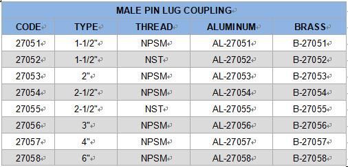 Frmale Pin Lug Hose Coupling Suction Hose Fittings Aluminum Material