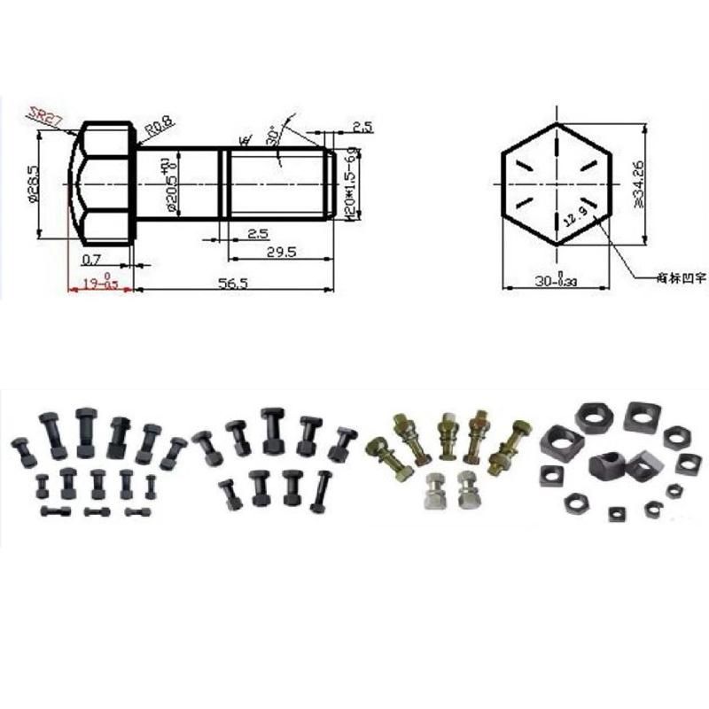 China M40 M28 M16 Hex Flange Black 8.8 Gradestandard Size High Tensile High Strength Plow Track Shoe Bolts and Nuts