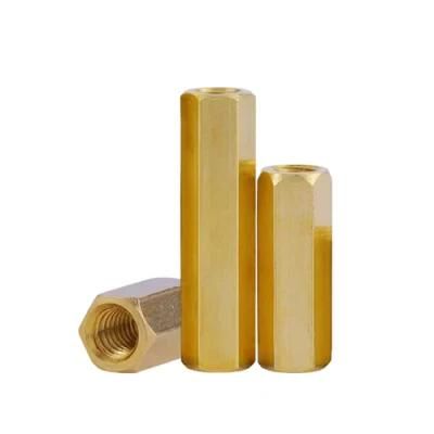 Hot Sale DIN6334 M2 M2.5 M3 M4 M5 M6 Brass / Stainless Steel Ss 304 Hexagon Threaded Long Hex Coupling Connecting Nut
