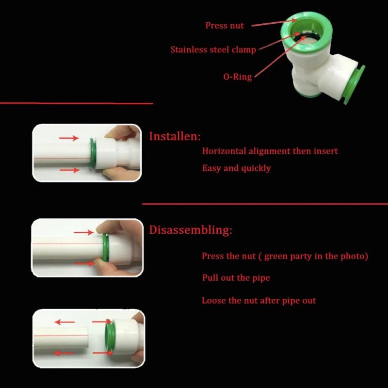 Union Right Angle Quick Fittings with Tube Size1/4′ ′