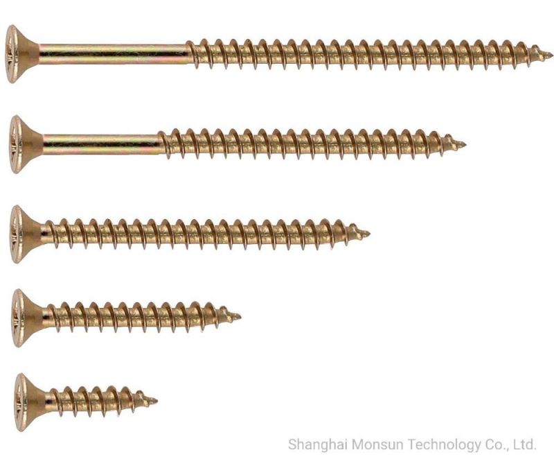Yellow Zinc Plating C1022 Countersunk Head Pozidriv Pz Particalboard Screw/Chipboard Screws Made in China
