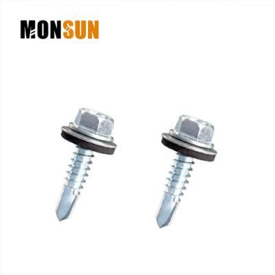 Hex Washer Head with Neoprene Washer Self-Drilling Screw for Roofing