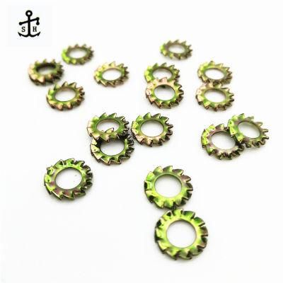 Good Carbon Steel Yellow Colorful Coating External Teeth Serrated Lock Washers Made in China