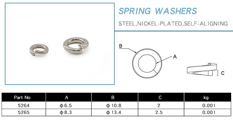 China Supplier Steel M6X10X2 Spring Washers for Aluminium Profile