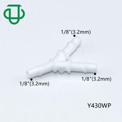 White PP 1/8 Inch 3.2mm Easy Assembly Hose Barb Wye Joint Y Shape Pipe Fitting Water Air Hose 3 Ways Equal Barb Tube Connectors
