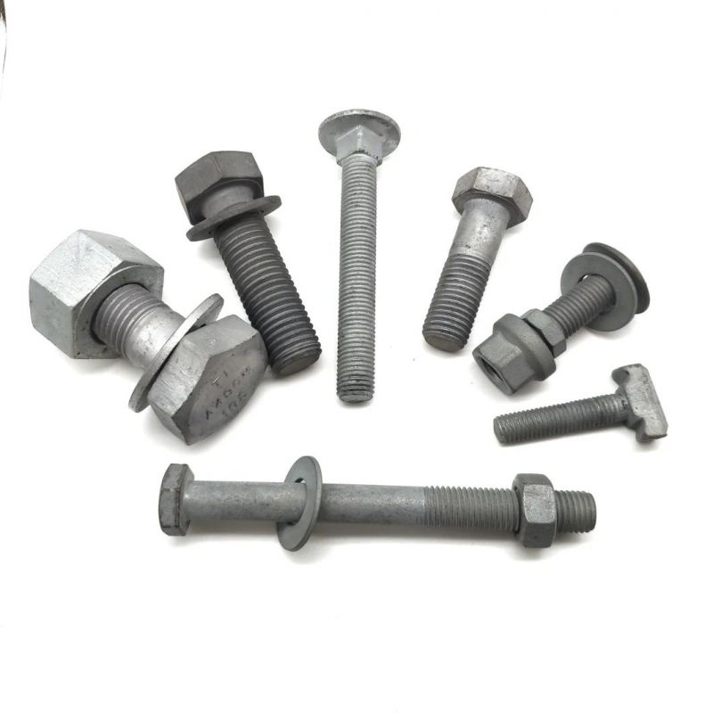 Carbon Steel Grade 4.8 5.8 6.8 M16 M20 HDG Carriage Bolt with Fine Pitch Thread for Power