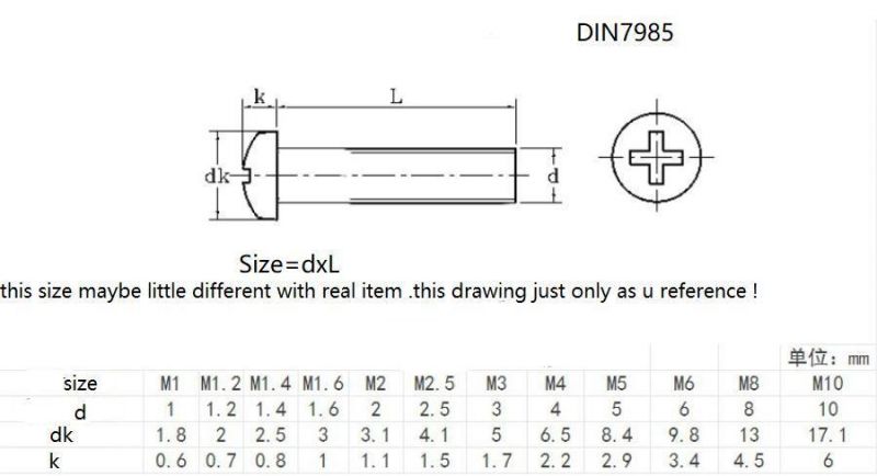 Stainless Steel 304/316 ANSI /Metric Cross Recessed Drives Pan Head Machine Screws