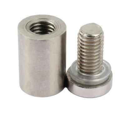 Transparent Round Threaded Insert Glass Decorative Frame Standoff Magnet Screw Connector