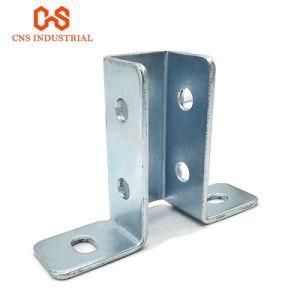 Galvanized Carbon Steel Metal Bracket /Wing Channel Fitting Aseismic Connection Base 8 Hole 2 Corner