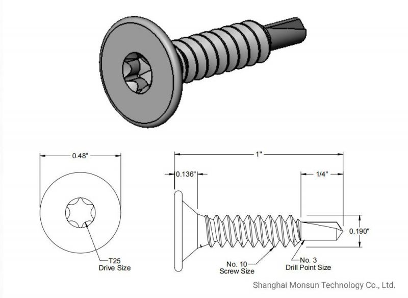 Flat Washer Head Torx Drive Self Drilling Screws for Joining Wood to Metal