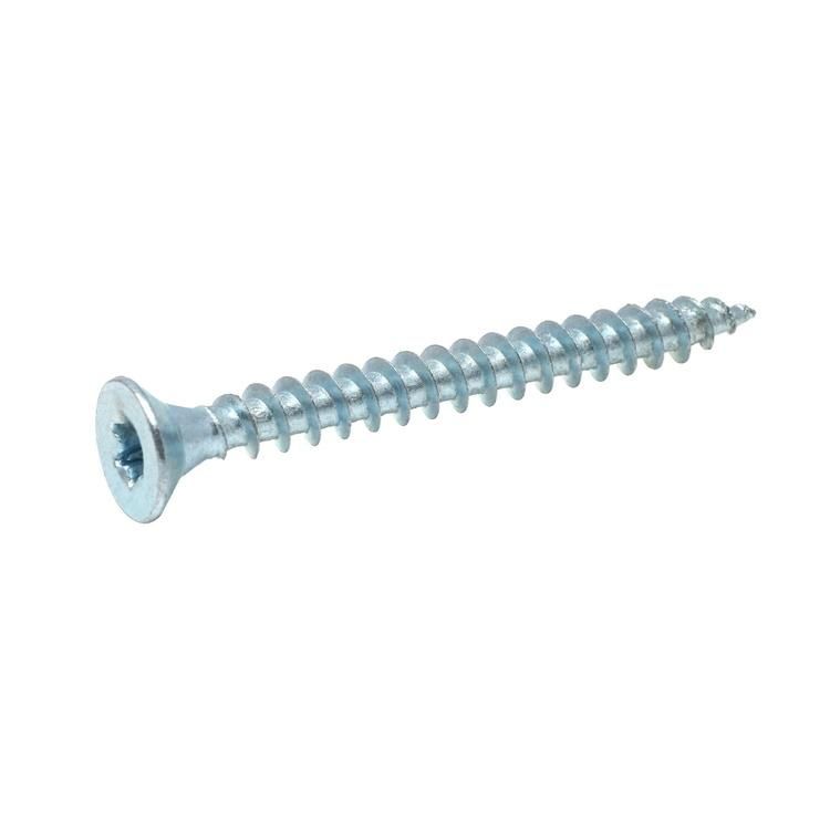 Double Flat Head (CSK) Torx Chipboard Screws White Zinc Plated Screws