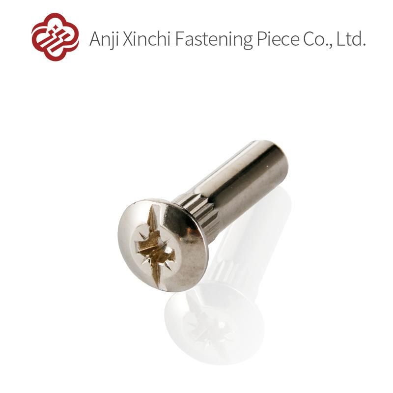 Full Thread Cross Groove Round Head Chamfered Nut Hardware Furniture Connection Fastener