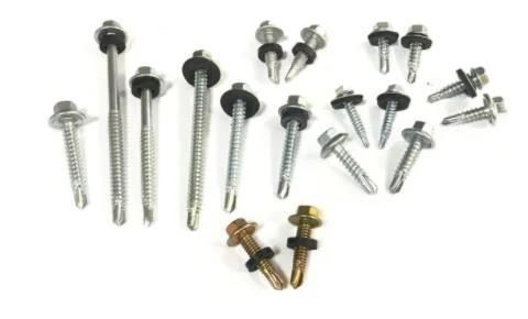 4.8X25mm DIN7504K Hex Head with EPDM Washer Bright Zinc Plated Self-Drilling Screws