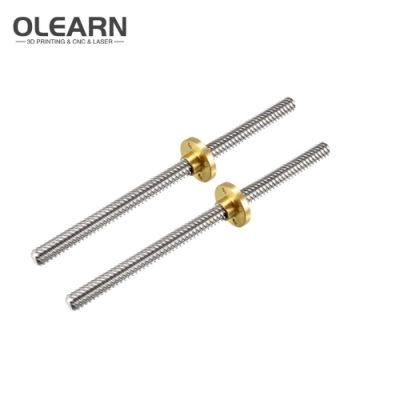 Olearn T8 Lead Screw with Copper Nut Screw Brass Nuts Straight Lead Screws 400mm 8mm Stainless Steel for 3D Printer