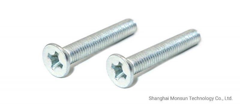 DIN965 Blue Zinc Countersunk Head Machine Thread Flat Head Cross Machine Screws 2