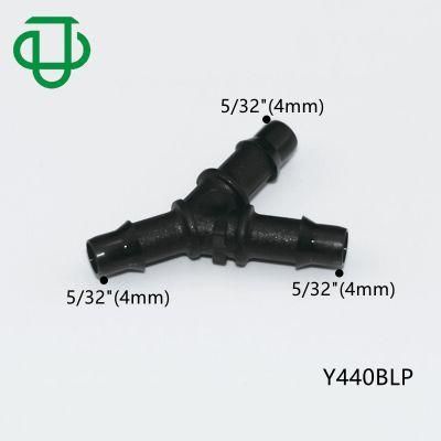 Black Polypropylene 5/32 Inch 4mm Easy Assembly Hose Barb Wye Joint Y Shape Pipe Fitting Water Air Hose 3 Ways Equal Barb Tube Connectors