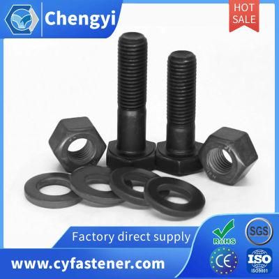 China Wholesale Fastener DIN933 DIN931 DIN934 ANSI/ASTM/ASME B18.2.1 A325m A490 Grade 8.8 10.9 12.9 High Strength Black Hex Nuts and Bolts