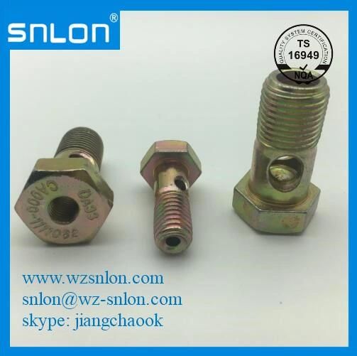 Hex Head Cap Screw Shank Head with Hole Yellow Zinc