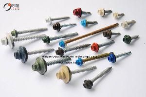 Hex Head Self Tapping Screw with Washer Head Painted Color Zinc Bonded Washer