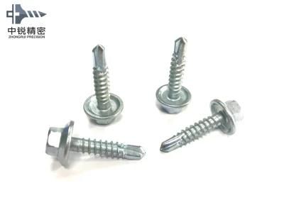 High Quality 5.5X60 White Zinc Plated Carbon Steel 1022 Hexagon Head Self-Drilling Screw
