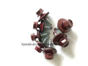 Spray Paint Hex Head Self Drilling Screw with EPDM Washer C1022 Carbon Steel #6